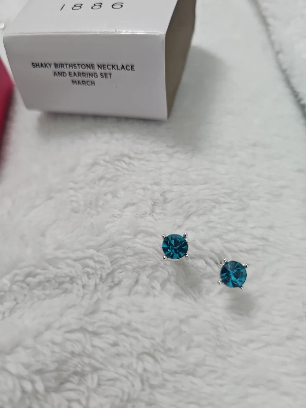 Studio 1886 March Birthstone Shaky Necklace & Stud Earring Set NIB